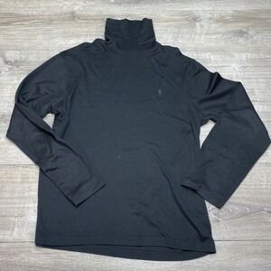 Polo Ralph Lauren Shirt Mens XL Black Turtleneck Long Sleeve Cotton Logo